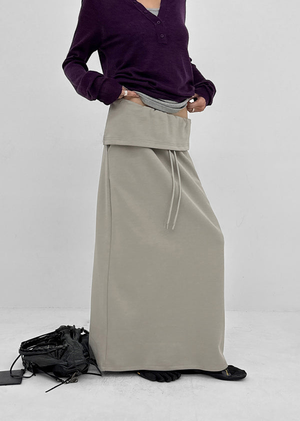 Yilding banding diagonal folding long skirt