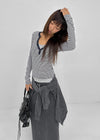 Keds Striped Henley Neck Long Sleeve Tee