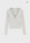 Keds Striped Henley Neck Long Sleeve Tee