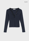 Keds Striped Henley Neck Long Sleeve Tee
