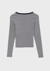 Keds Striped Henley Neck Long Sleeve Tee