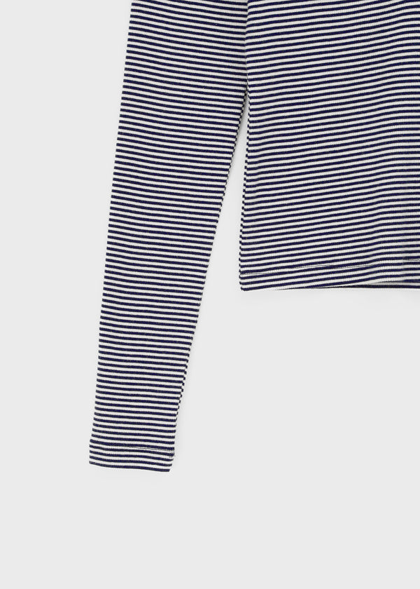 Keds Striped Henley Neck Long Sleeve Tee