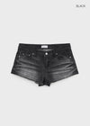 Sollem Low-Waist Cut Denim Shorts