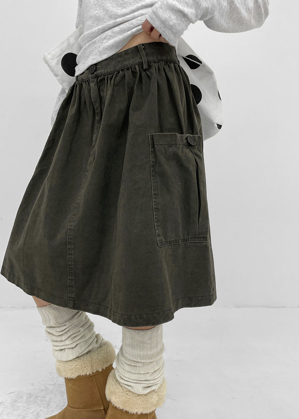 Moard Washed Cargo Flare Midi Skirt