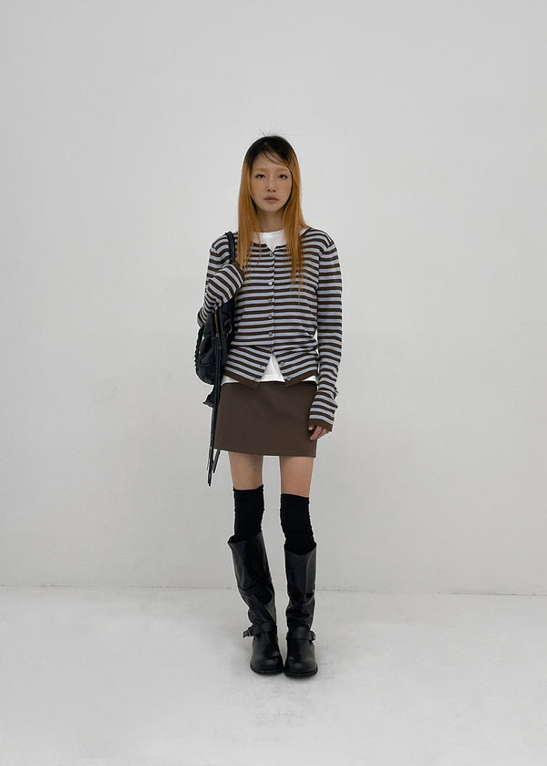 Beld striped wool knit cardigan