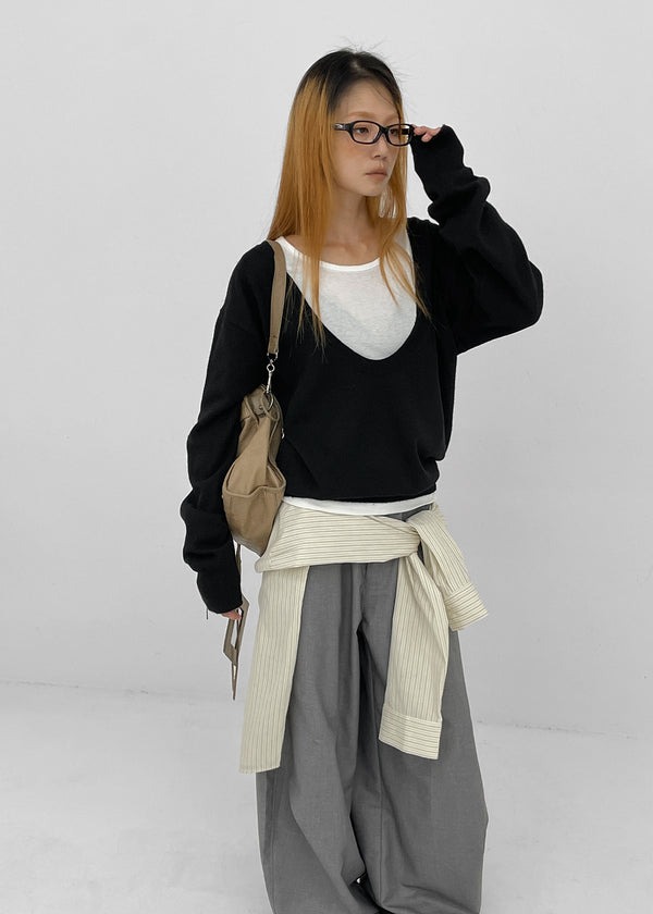 (UNISEX) Tenum Back Pocket Balloon Wide Slacks