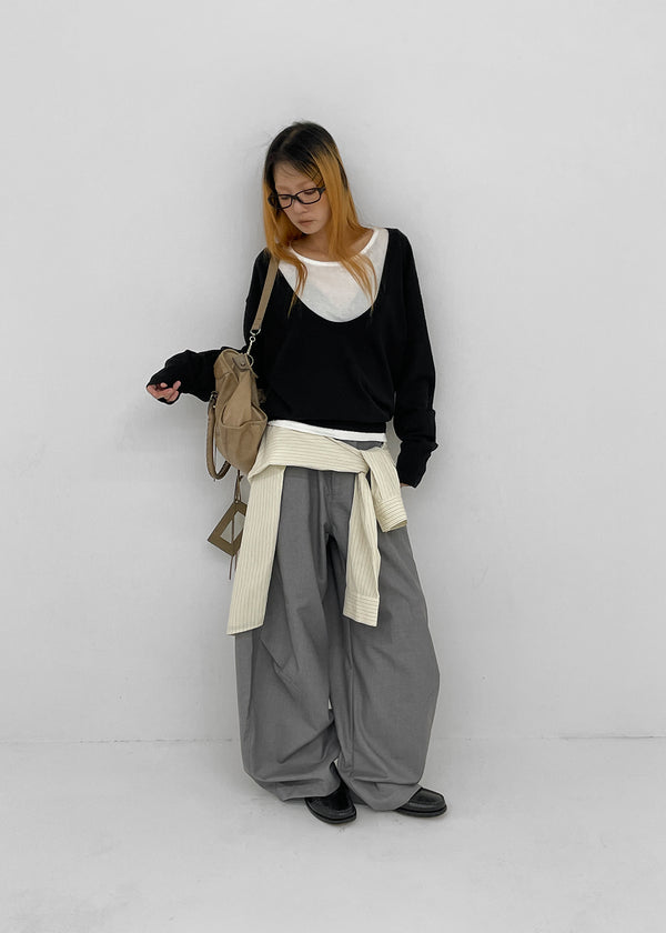 (UNISEX) Tenum Back Pocket Balloon Wide Slacks