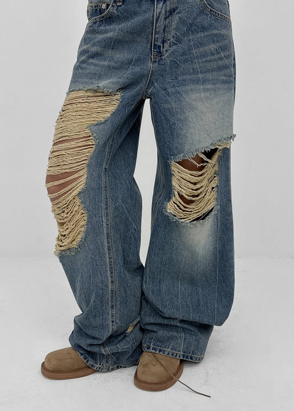 Tacit Damaged Wide Denim Pants