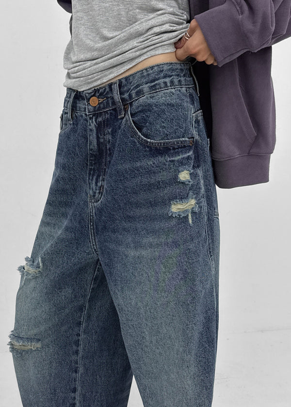 (UNISEX) Caval Damaged Wide Denim Pants