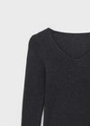 Clef V-neck Ribbed Wool Knit