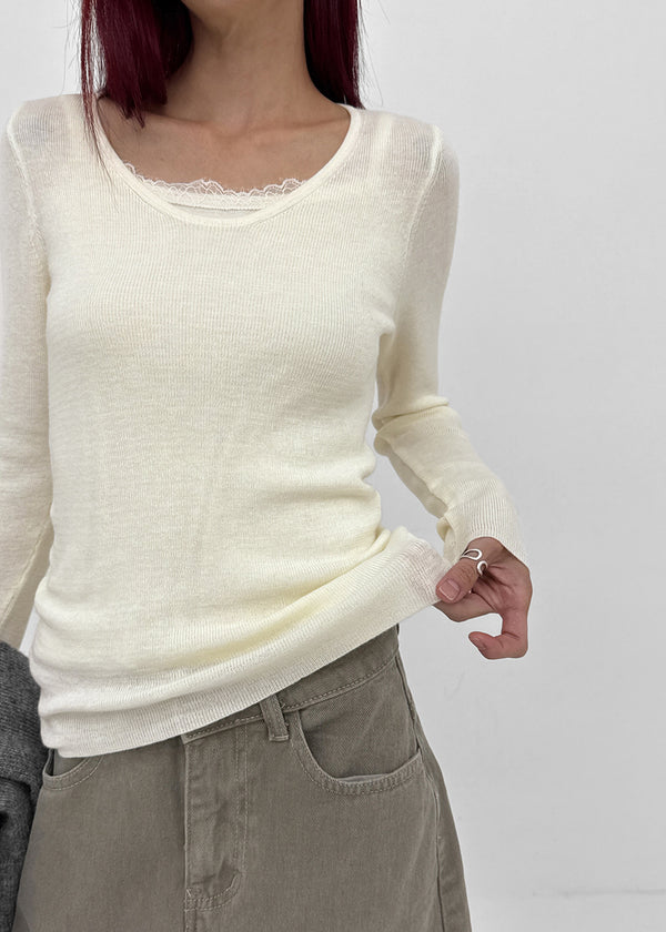 Clef V-neck Ribbed Wool Knit