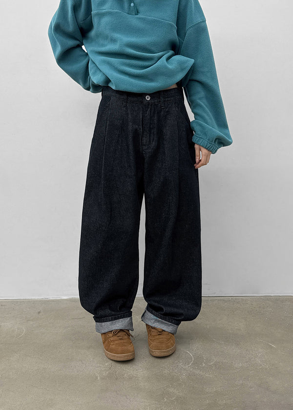 (UNISEX) Swood Wide Raw Denim Pants
