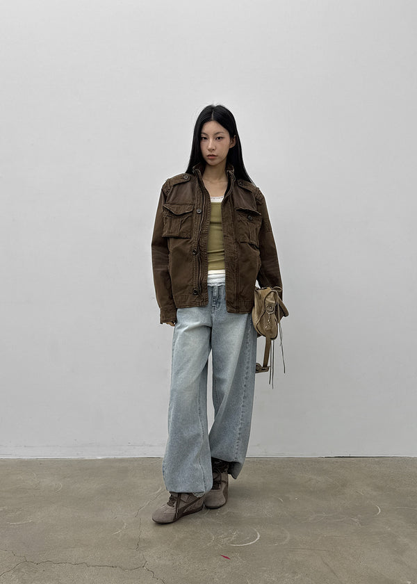 (UNISEX) Dedy Washed Stitch Field Jacket