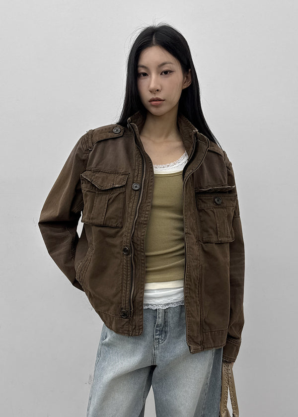 (UNISEX) Dedy Washed Stitch Field Jacket