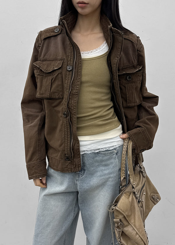 (UNISEX) Dedy Washed Stitch Field Jacket