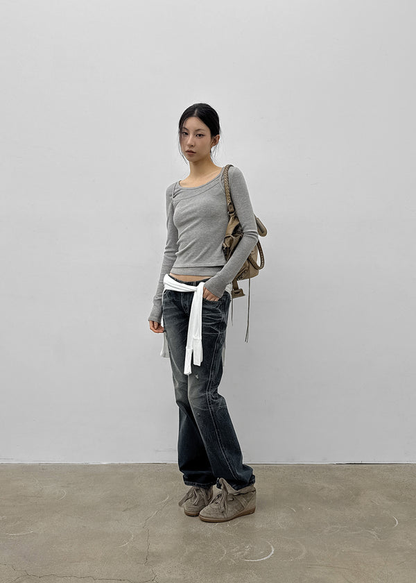 Turs Low-rise Damaged Denim Pants