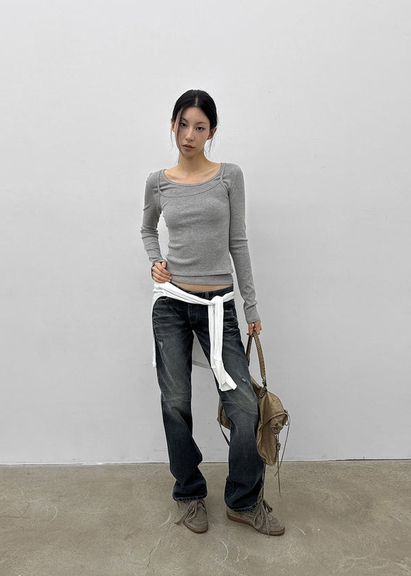 Turs Low-rise Damaged Denim Pants
