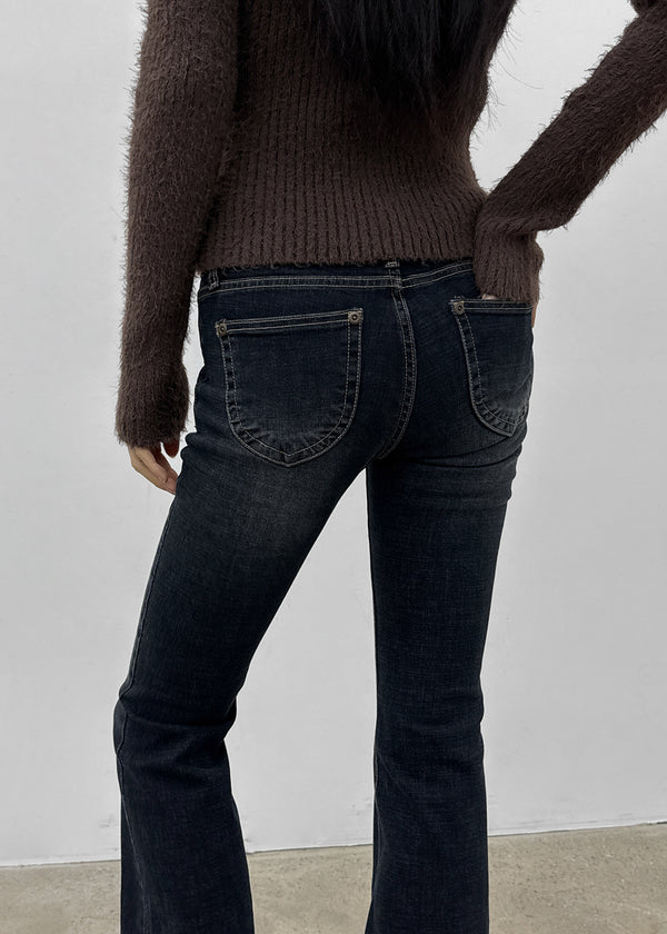 Wood fading bootcut denim pants