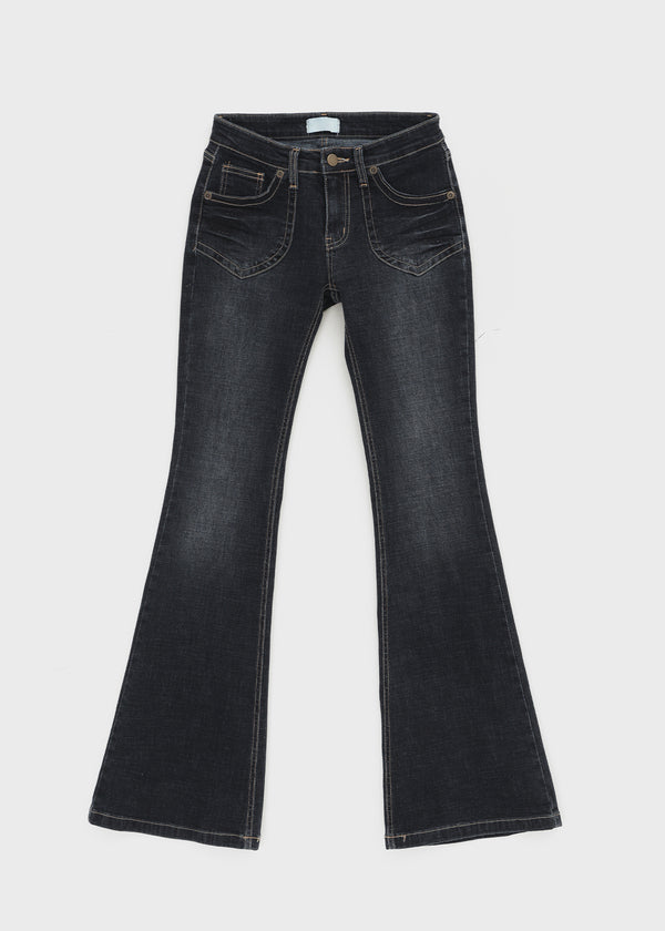 Wood fading bootcut denim pants