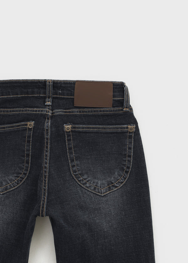 Wood fading bootcut denim pants