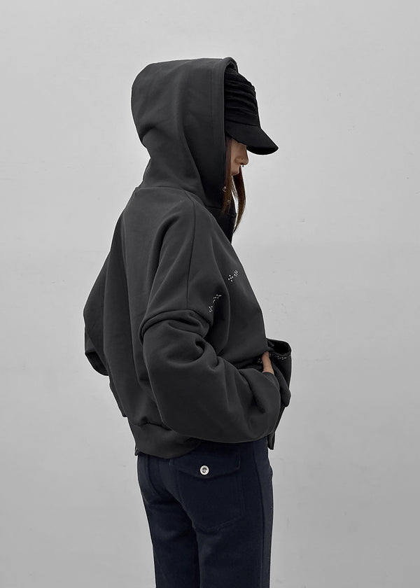 (UNISEX) Fahrenheit Studded Two-Way Zip-Up Hoodie