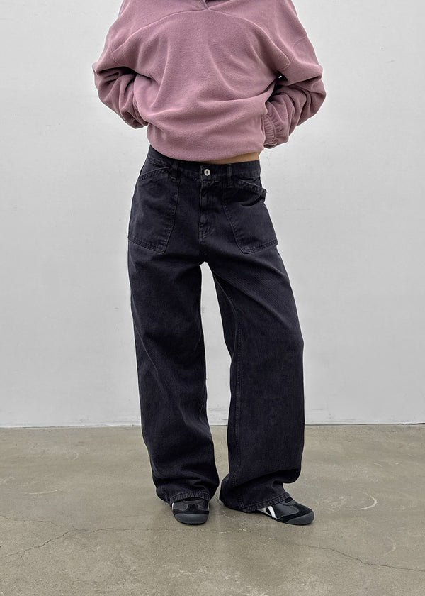 Fracture Washed Wide Cotton Pants