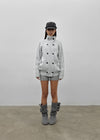 Double-button high-neck wool knit cardigan