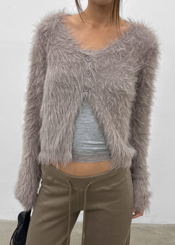 Transi V-neck Fur Cardigan