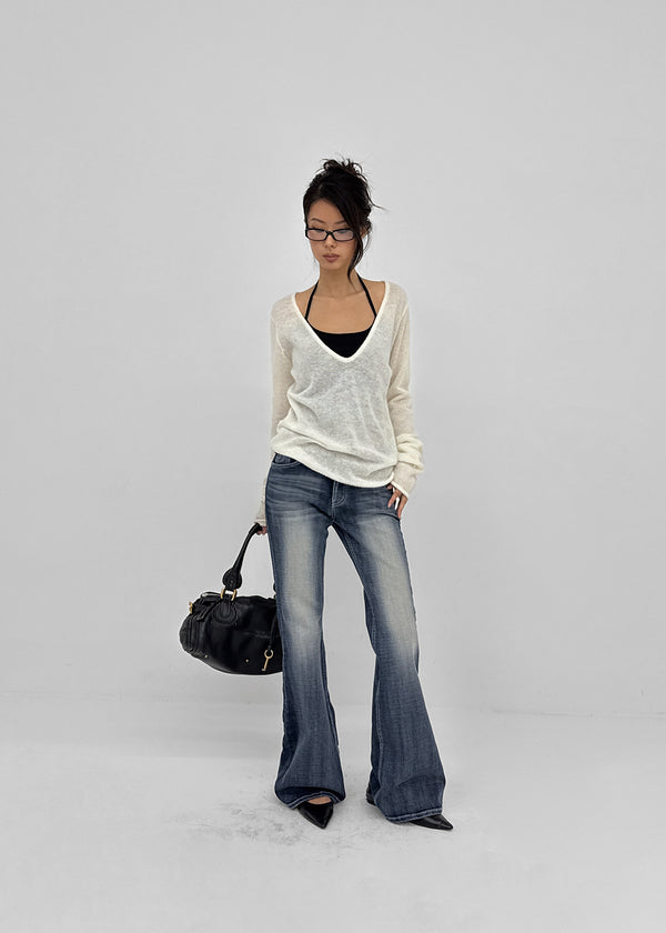 Sevenne Low-waisted Stretch Bootcut Denim Pants