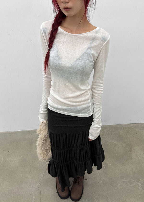 Rit asymmetrical shirred midi skirt