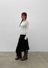 Rit asymmetrical shirred midi skirt