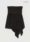 Rit asymmetrical shirred midi skirt