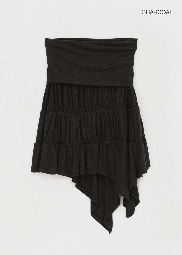 Rit asymmetrical shirred midi skirt
