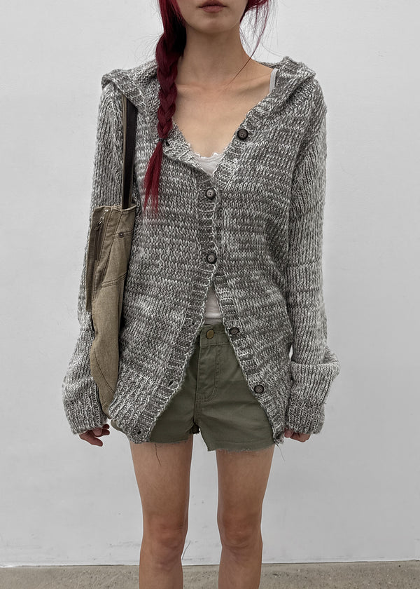 Kiul Heathered Hooded Cardigan