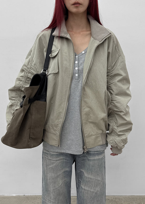 Rondy Shirred Bomber Jacket