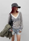Rodi Striped V-Neck Wool Knit