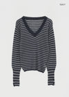 Rodi Striped V-Neck Wool Knit