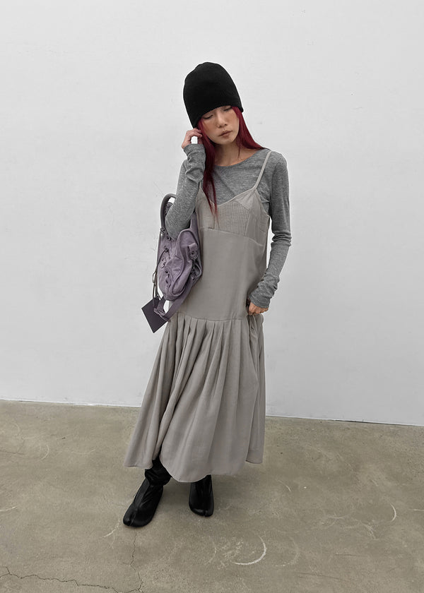 Kia Pintuck Sleeveless Long Dress