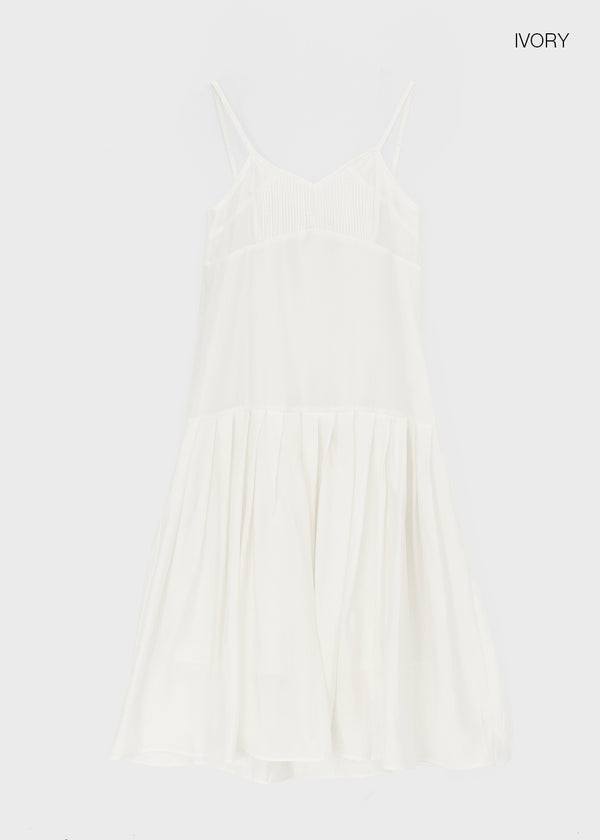Kia Pintuck Sleeveless Long Dress