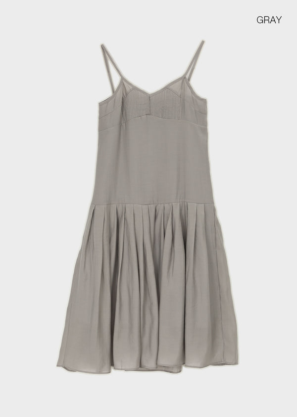 Kia Pintuck Sleeveless Long Dress