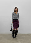 Imprint Suede Slit Midi Skirt