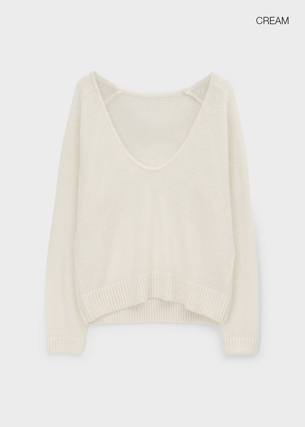 Cowlong Deep U-Neck Wool Knit