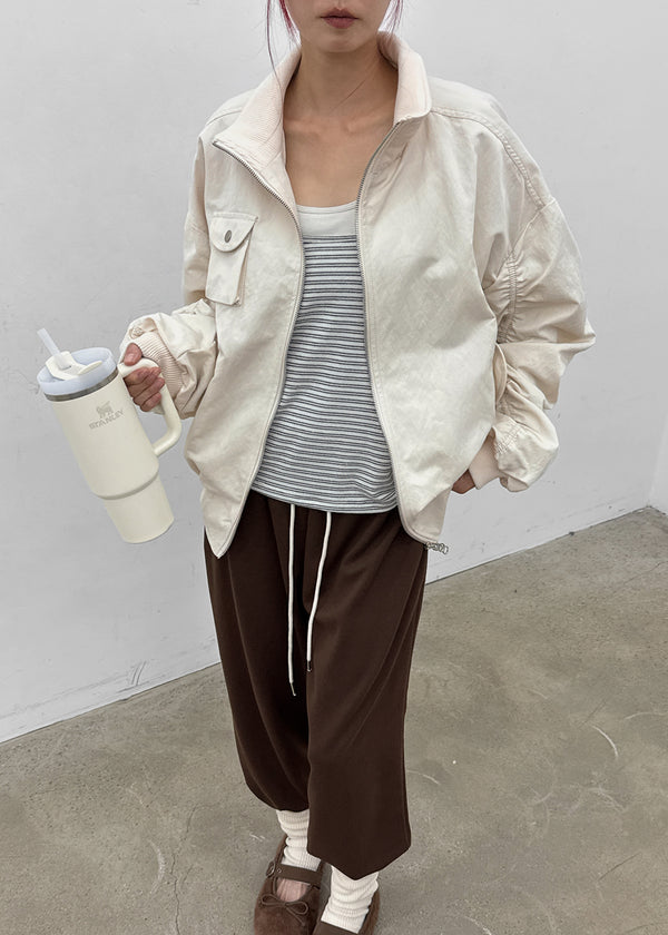 Rondy Shirred Bomber Jacket