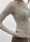 Rachi See-through Asymmetrical Tencel Long Sleeve Tee