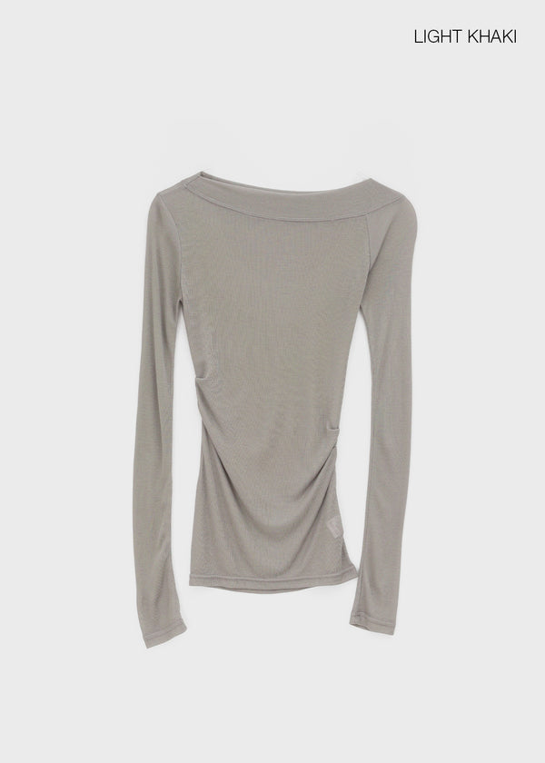 Rachi See-through Asymmetrical Tencel Long Sleeve Tee