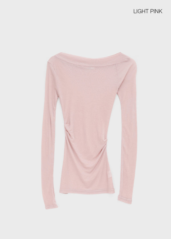 Rachi See-through Asymmetrical Tencel Long Sleeve Tee