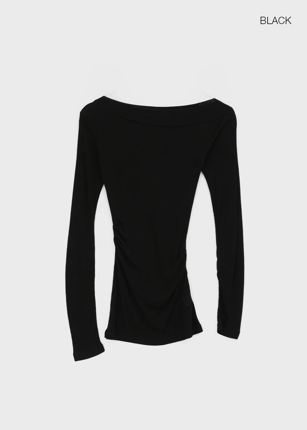 Rachi See-through Asymmetrical Tencel Long Sleeve Tee
