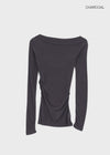 Rachi See-through Asymmetrical Tencel Long Sleeve Tee