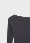 Rachi See-through Asymmetrical Tencel Long Sleeve Tee