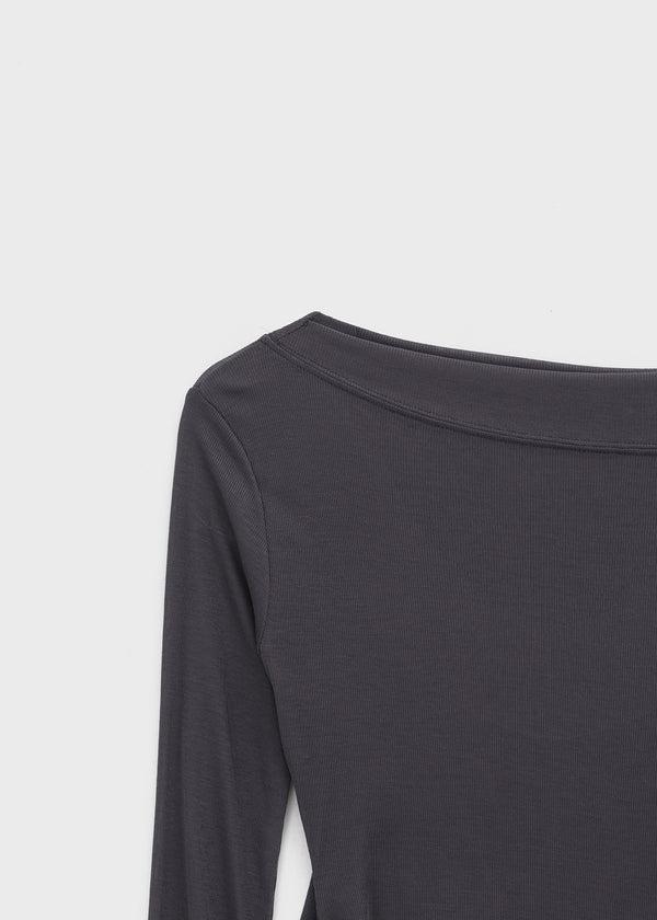 Rachi See-through Asymmetrical Tencel Long Sleeve Tee